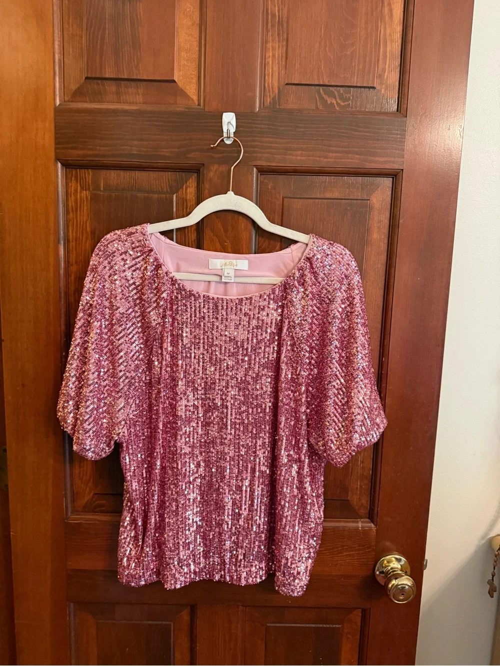 Lilly Pulitzer Pink Sequin Short-Sleeve Top